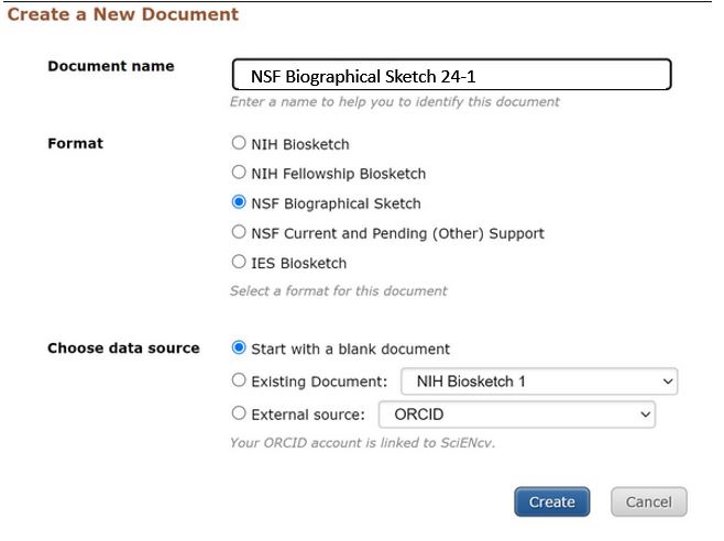 Create a new document form